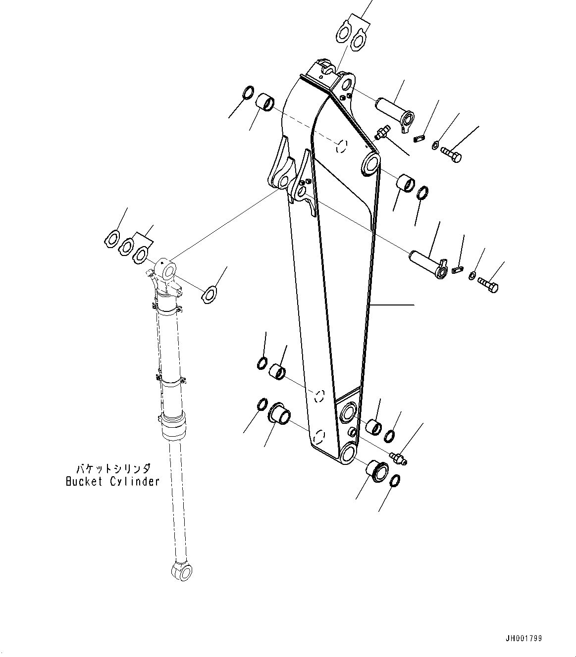 Komatsu parts book diagram for PC170LC-10 S/N 30001-UP: ARM, ARM AND PIN (#30906-)