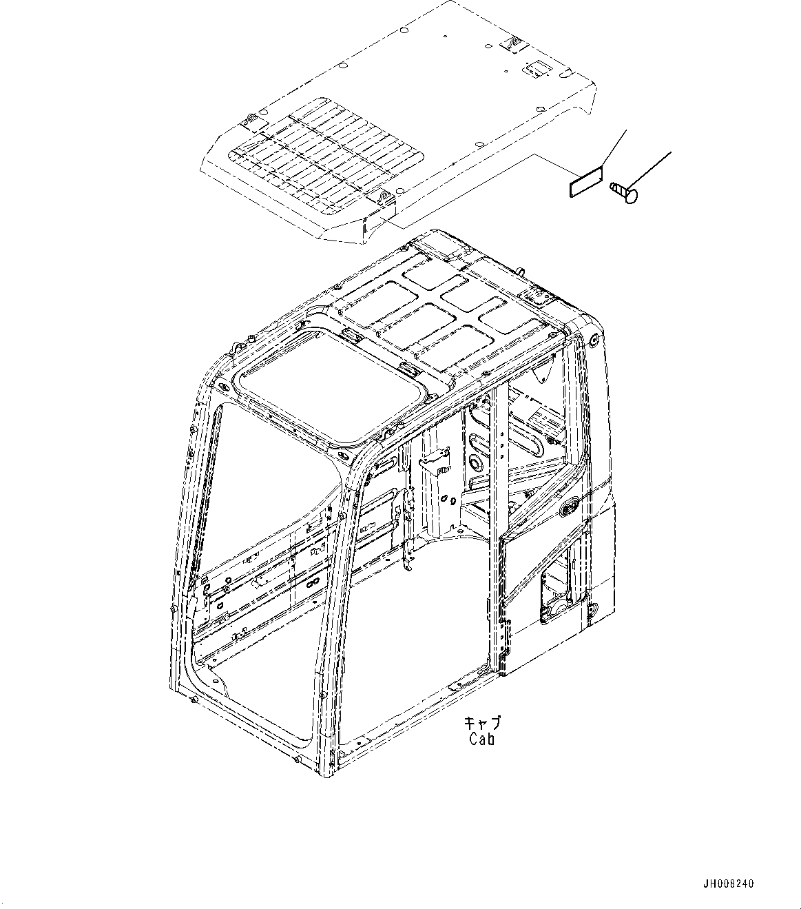 Komatsu parts book diagram for PC170LC-10 S/N 30001-UP: FOPS PLATE,  (#30001-30383)