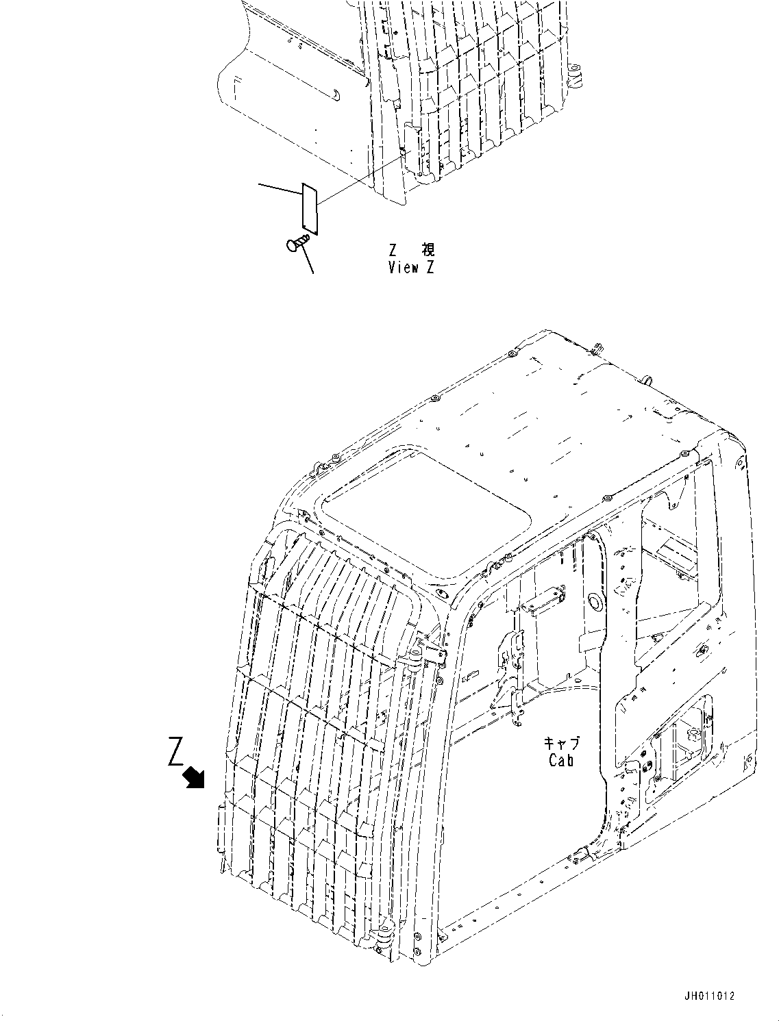 Komatsu parts book diagram for PC170LC-10 S/N 30001-UP: FOPS PLATE,  (#30001-30383)