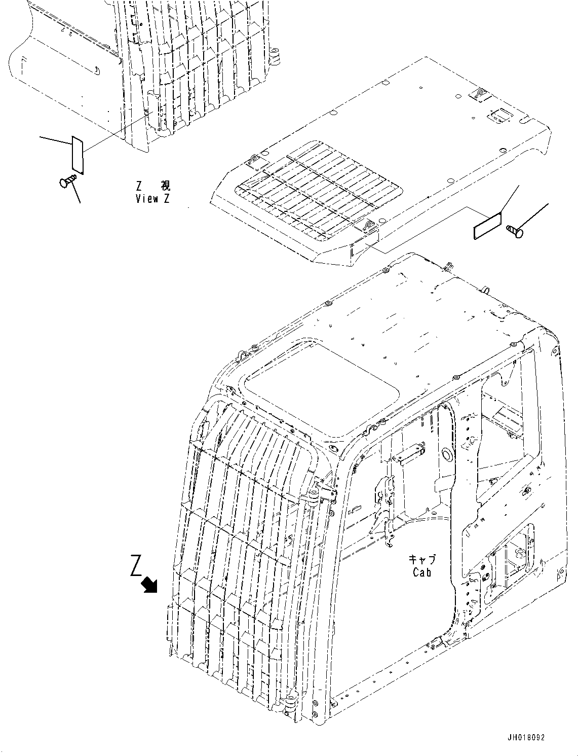 Komatsu parts book diagram for PC170LC-10 S/N 30001-UP: FOPS PLATE,  (#30001-30383)