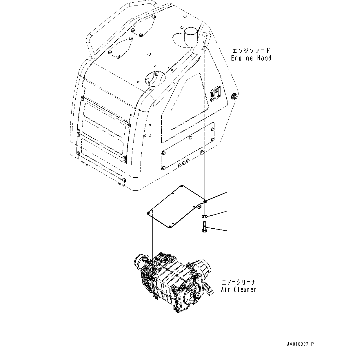 Bulldozers Komatsu / D37PXI-23 S/N 80179-UP(0000764c) / Engine Related Parts, Air Cleaner Mounting (#80179-)(B003001 : A1410-502001)