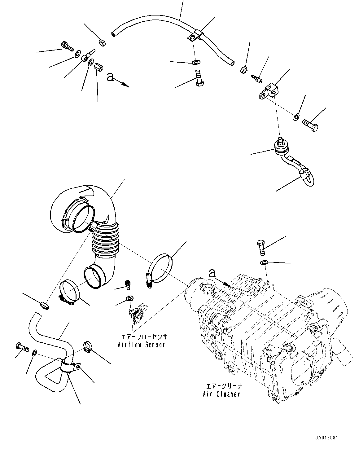 Bulldozers Komatsu / D37PXI-23 S/N 80179-UP(0000764c) / Engine Related Parts, Air Cleaner Piping (#80179-)(B003002 : A1410-502002)