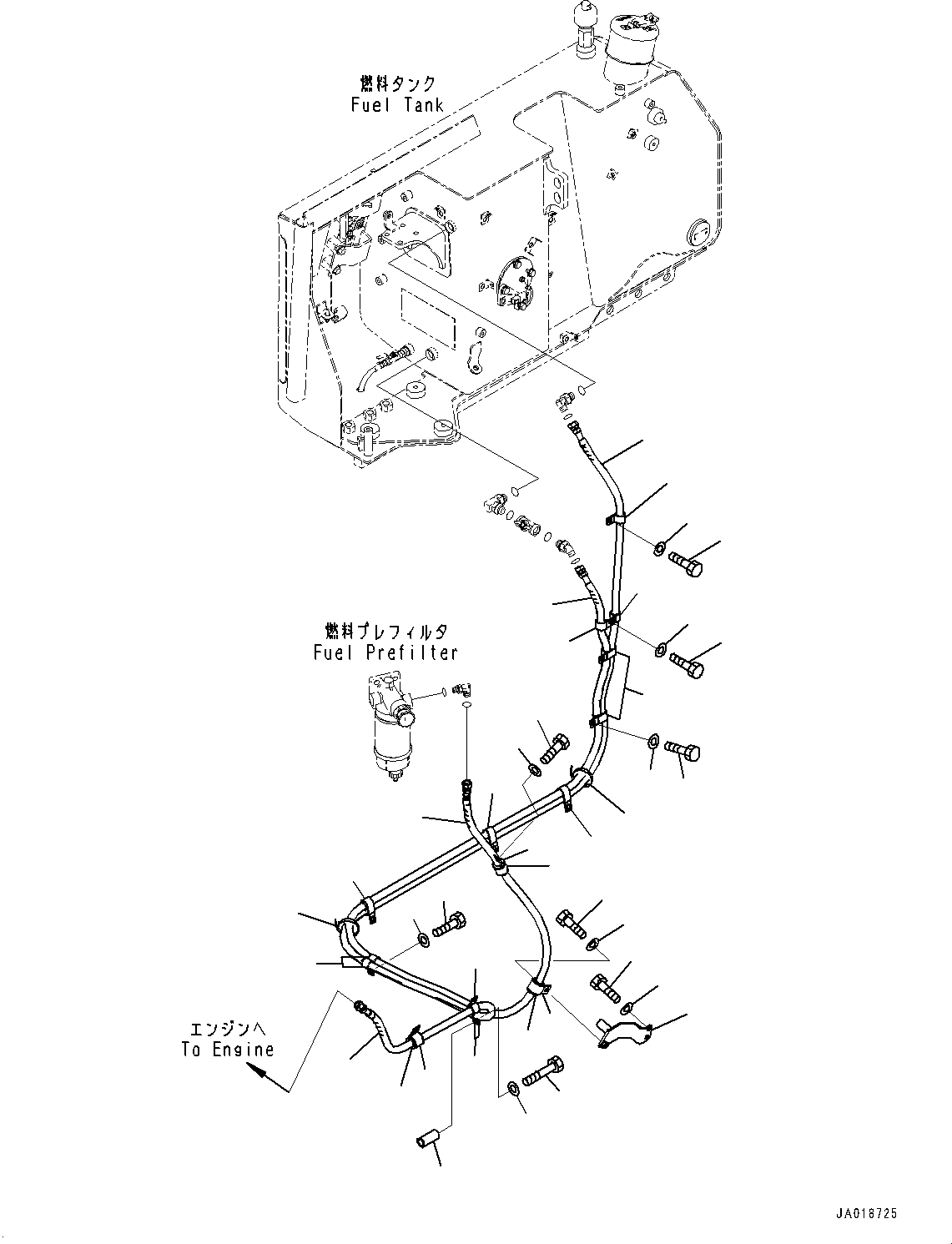 Bulldozers Komatsu / D37PXI-23 S/N 80179-UP(0000764c) / Fuel Supply Piping (#80179-)(D002001 : D0200-001001)