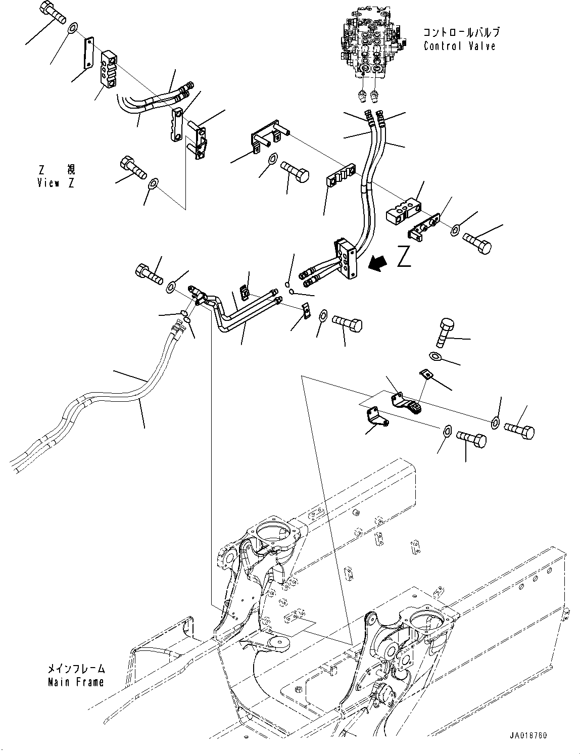 Bulldozers Komatsu / D37PXI-23 S/N 80179-UP(0000764c) / Dozer Blade Tilt Piping, Hose and Bracket (#80179-)(H011001 : H2220-001001)