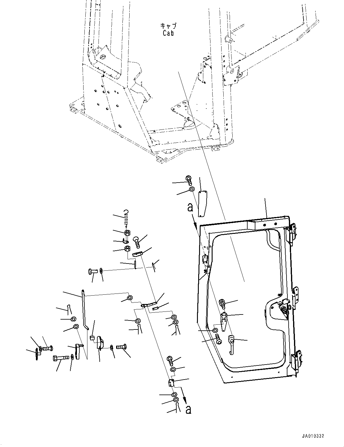 Bulldozers Komatsu / D37PXI-23 S/N 80179-UP(0000764c) / Cab, Door and Latch, L.H. (#80179-)(K013002 : K0210-002002)