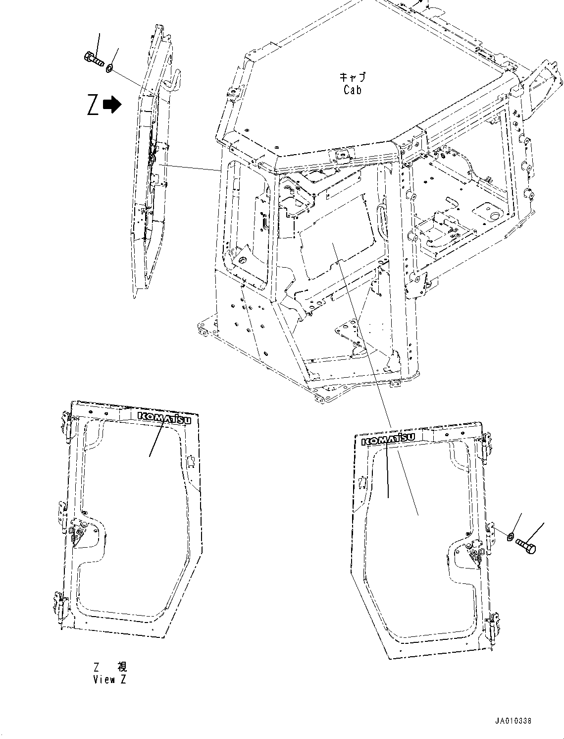 Bulldozers Komatsu / D37PXI-23 S/N 80179-UP(0000764c) / Cab, Door Related Parts (#80179-)(K013006 : K0210-002006)