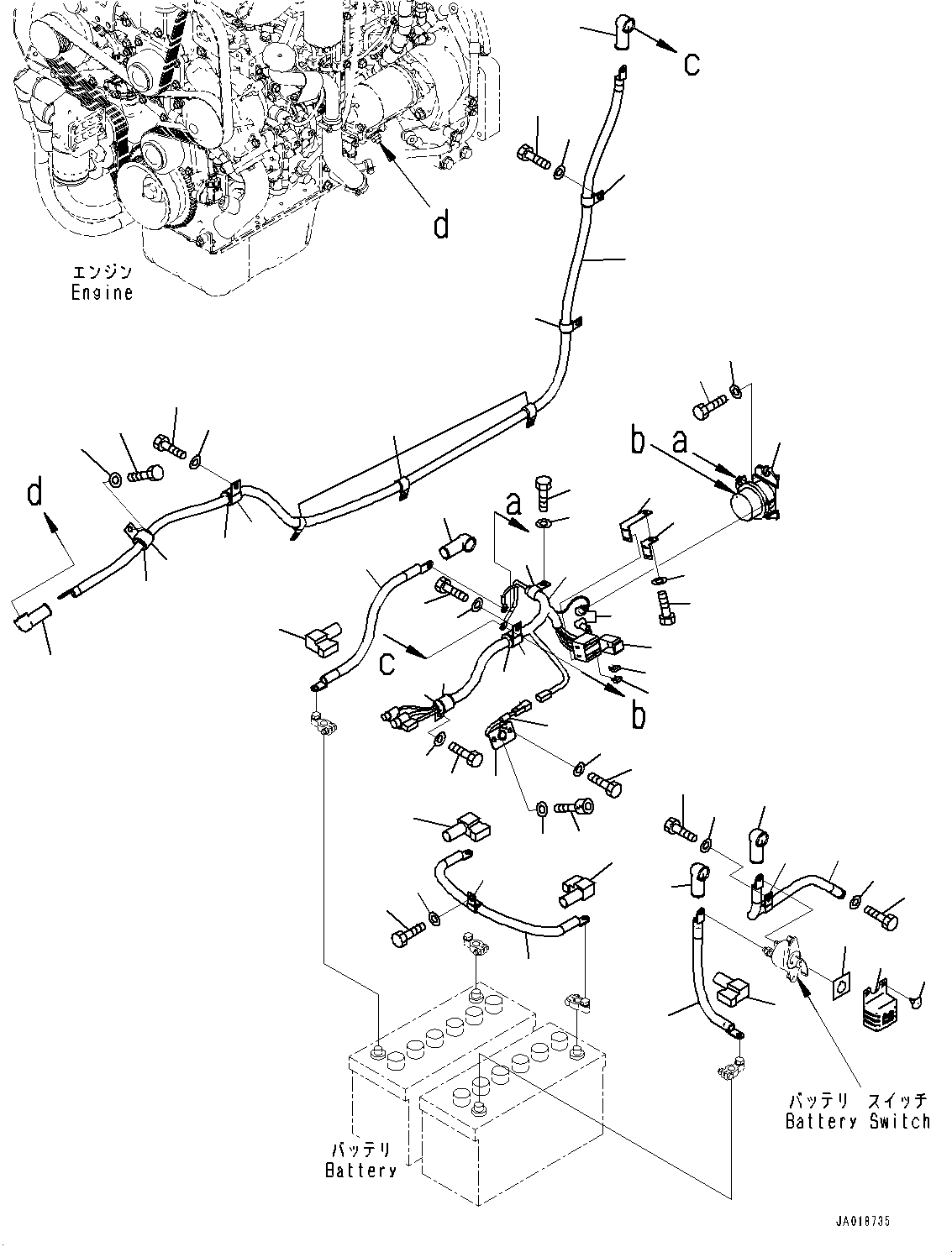 Bulldozers Komatsu / D37EXI-23 S/N 80179-UP(0000769c) / Battery Electric Wiring Harness (#80179-)(E004001 : E0210-001001)