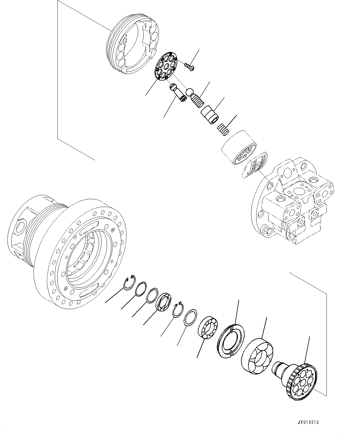 Bulldozers Komatsu / D37EXI-23 S/N 80179-UP(0000769c) / Final Drive, HST Motor, L.H. (3/4) (#80179-)(F001005 : F2380-001005)