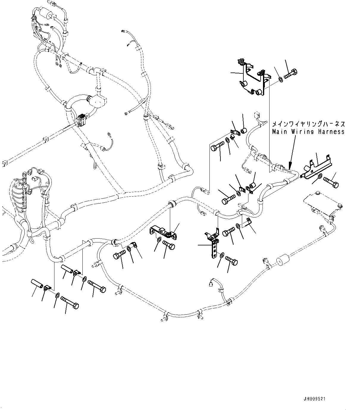 Excavators Komatsu / HB335-1 S/N 1001-UP(0000782c) / Electric Wiring Harness, Main Wiring Harness Mounting (2/10) (#1001-)(E003003 : E0200-001003)