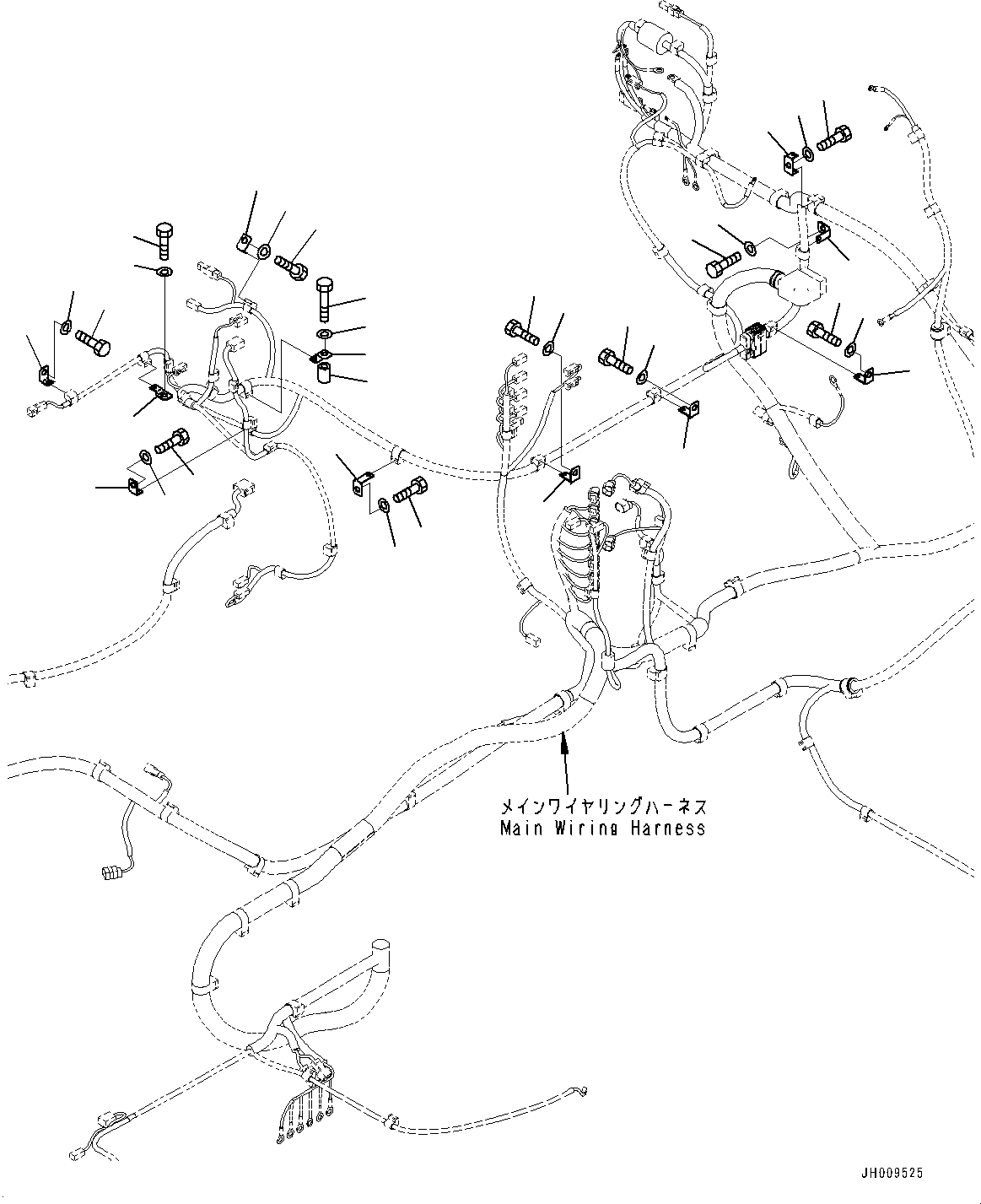 Excavators Komatsu / HB335-1 S/N 1001-UP(0000782c) / Electric Wiring Harness, Main Wiring Harness Mounting (8/9) (#1001-)(E004009 : E0200-002009)