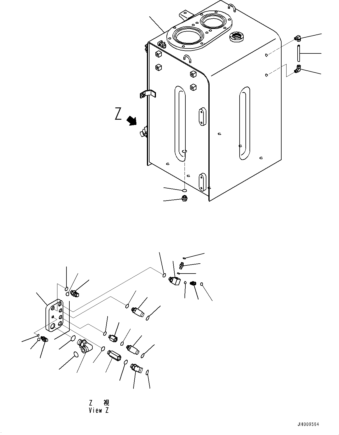 Excavators Komatsu / HB335-1 S/N 1001-UP(0000782c) / Hydraulic Tank, Tank and Elbow (#1001-)(H002001 : H0110-002001)