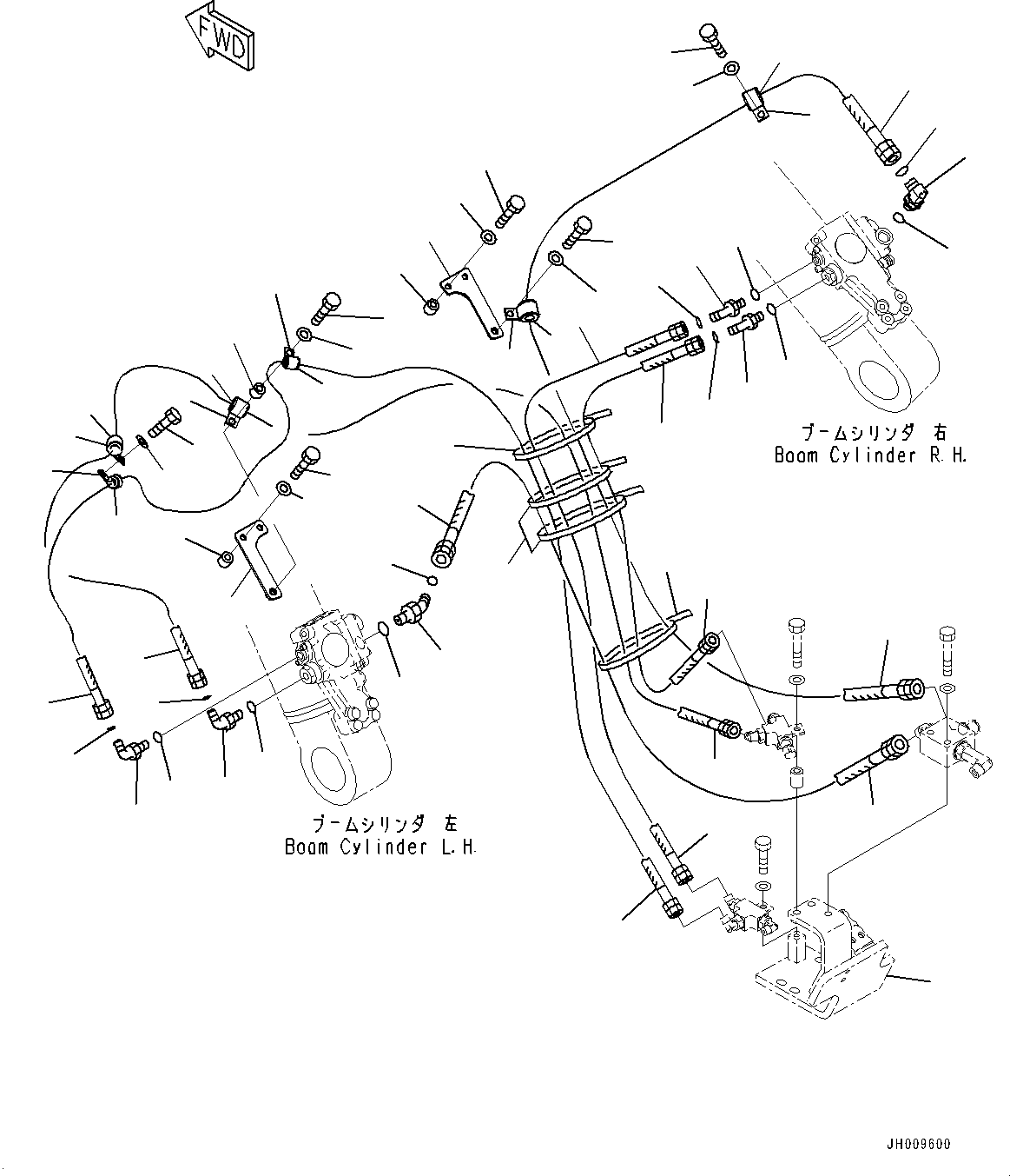 Excavators Komatsu / HB335-1 S/N 1001-UP(0000782c) / Anti-drop Valve Piping, Boom Anti-drop Valve Piping (1/3) (#1001-)(H022001 : H1250-001001)