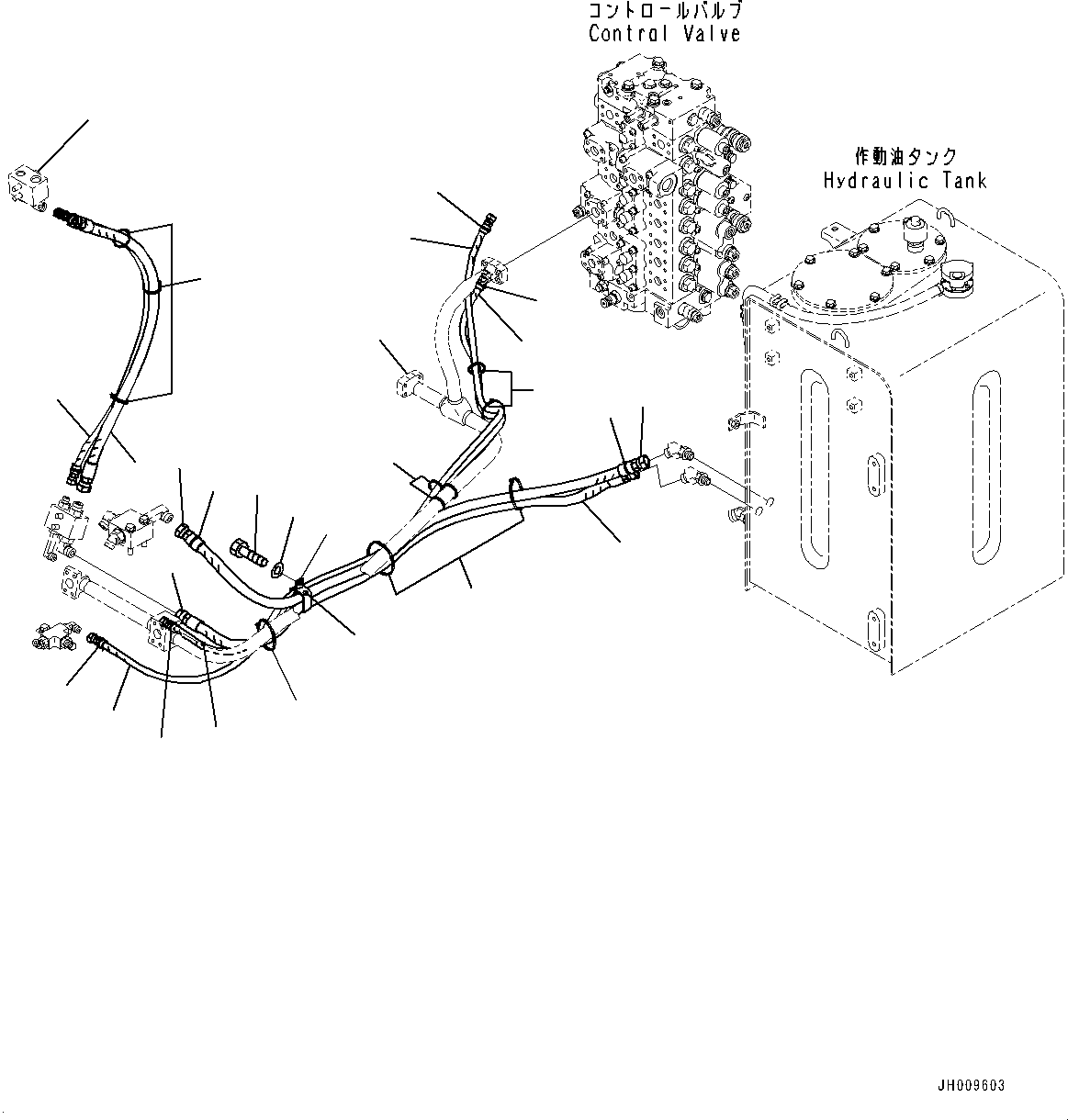 Excavators Komatsu / HB335-1 S/N 1001-UP(0000782c) / Anti-drop Valve Piping, Boom Anti-drop Valve Piping (3/3) (#1001-)(H022003 : H1250-001003)