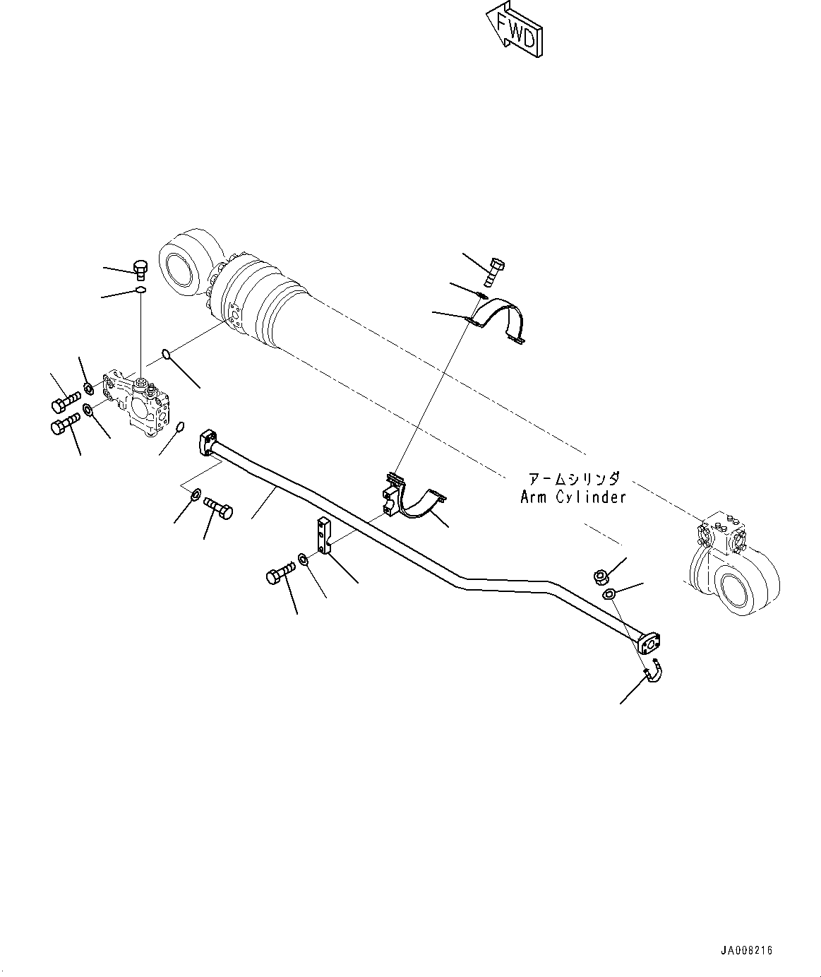 Excavators Komatsu / HB335-1 S/N 1001-UP(0000782c) / Anti-drop Valve Piping, Arm Anti-drop Valve Mounting (#1001-)(H022008 : H1250-001008)