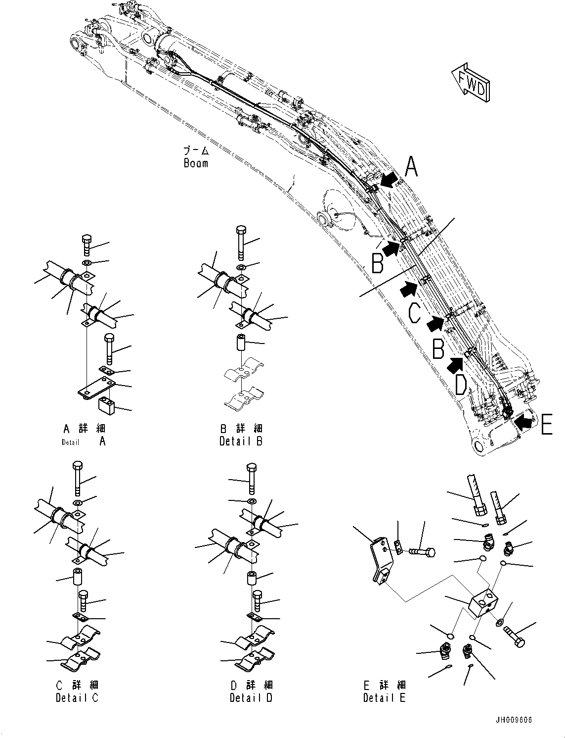 Excavators Komatsu / HB335-1 S/N 1001-UP(0000782c) / Anti-drop Valve Piping, Arm Anti-drop Valve Piping (1/2) (#1001-)(H022009 : H1250-001009)