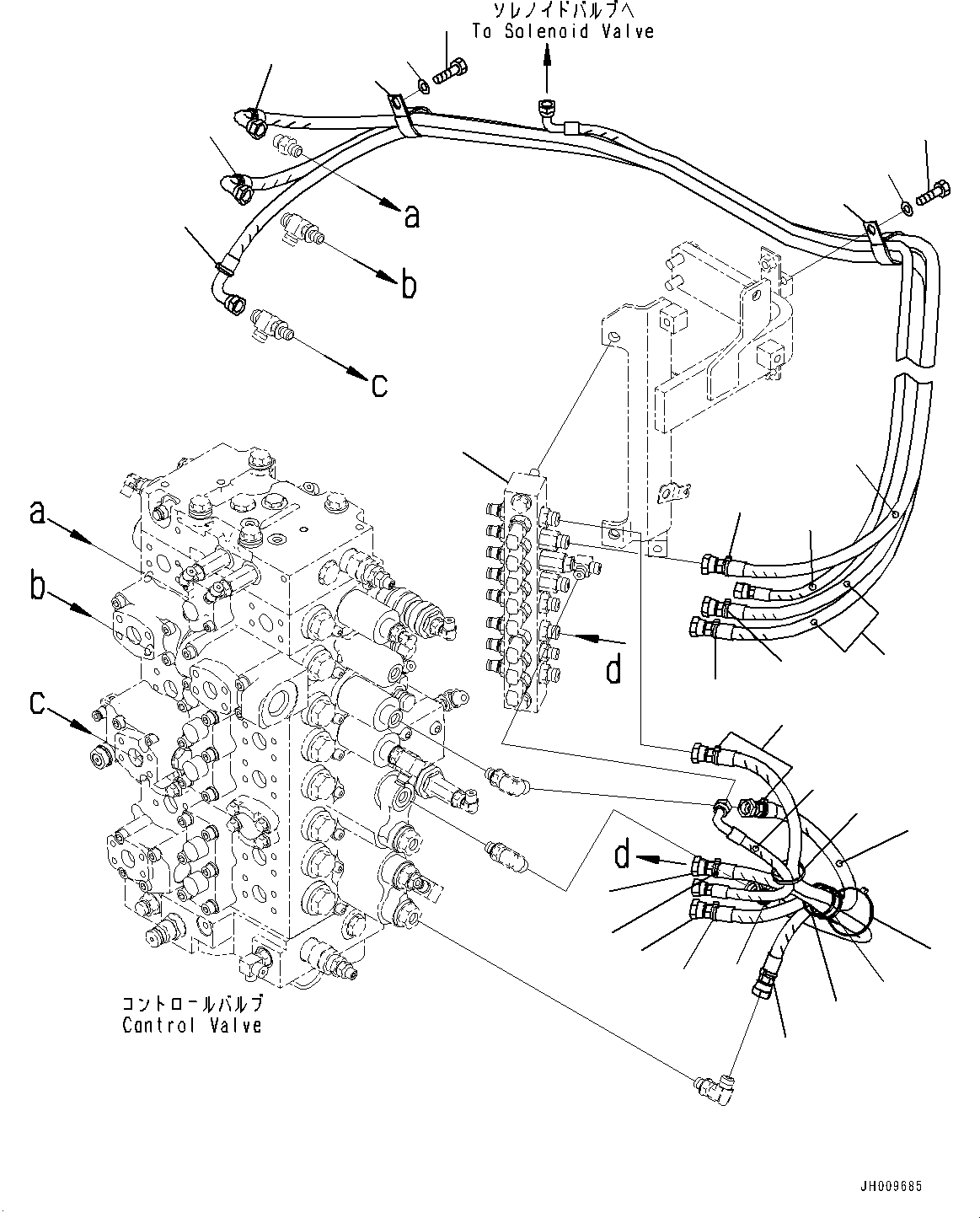 Excavators Komatsu / HB335-1 S/N 1001-UP(0000782c) / Proportional Pressure Control (PPC) Valve Piping (#1001-)(H033001 : H1840-001001)