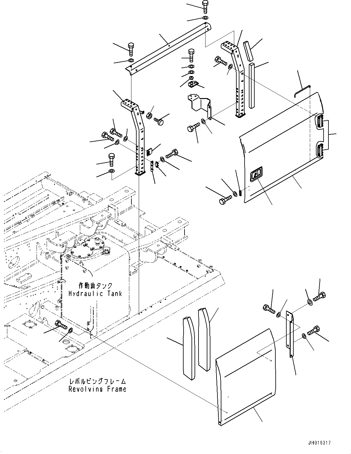 Excavators Komatsu / HB335-1 S/N 1001-UP(0000782c) / Side Cover L.H.,  (#1014-)(M003002 : M1130-001001A)