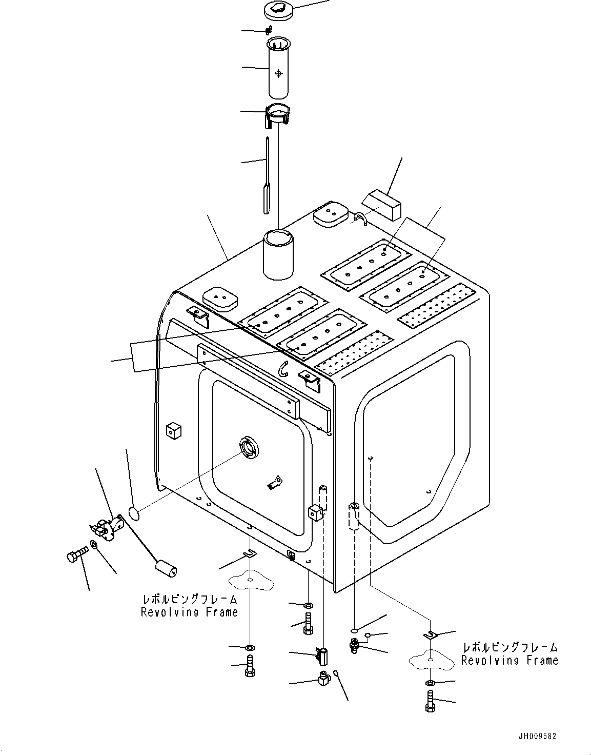 Komatsu parts book diagram for HB365-1 S/N 1001-UP: FUEL TANK (#1001-)