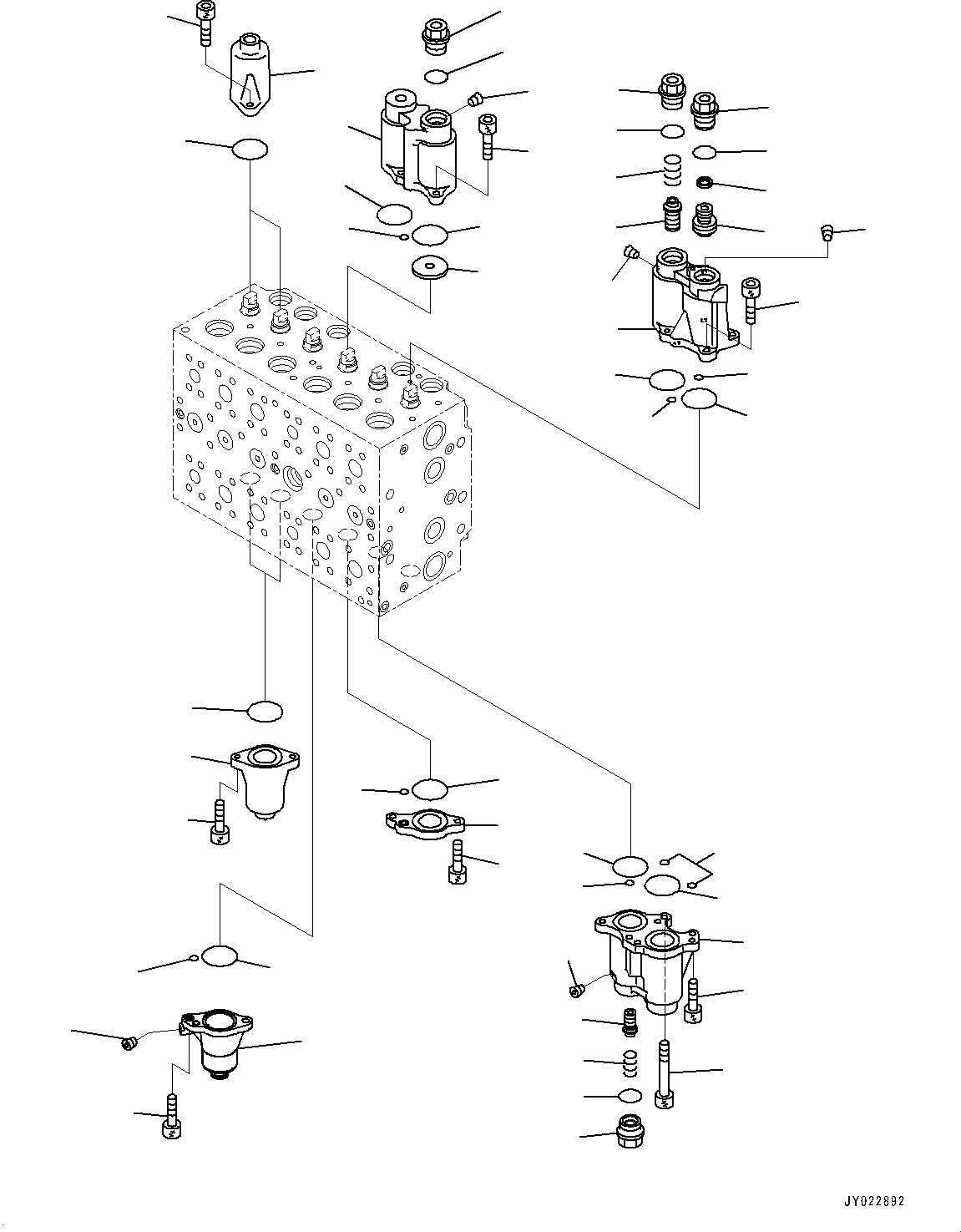 Komatsu parts book diagram for HB365-1 S/N 1001-UP: CONTROL VALVE, INNER PARTS (2/24) (#1001-)