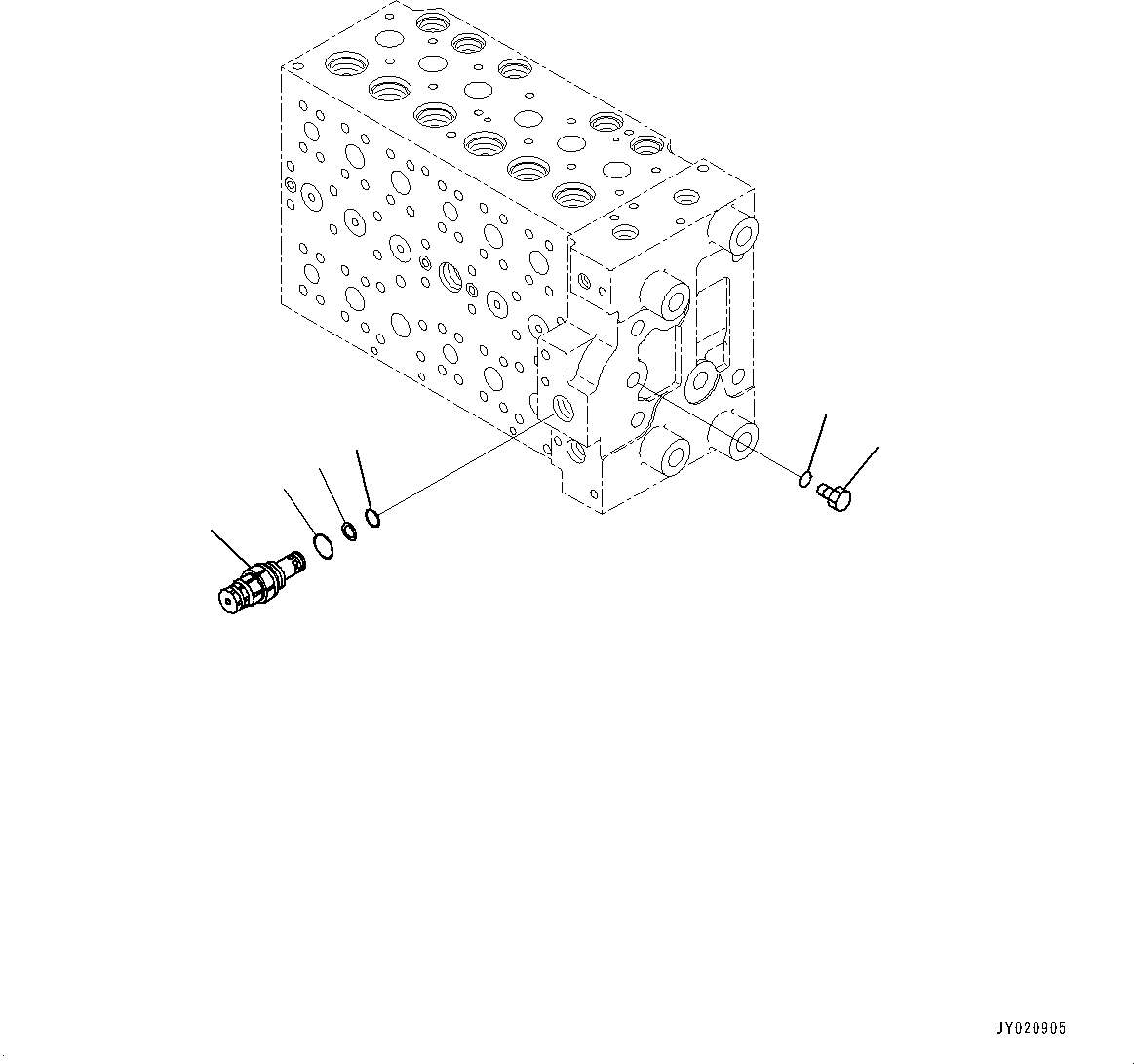 Komatsu parts book diagram for HB365-1 S/N 1001-UP: CONTROL VALVE, INNER PARTS (10/24) (#1001-)