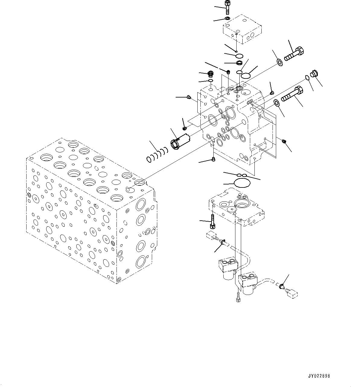 Komatsu parts book diagram for HB365-1 S/N 1001-UP: CONTROL VALVE, INNER PARTS (13/24) (#1001-)