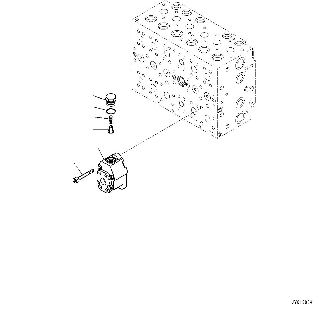 Komatsu parts book diagram for HB365-1 S/N 1001-UP: CONTROL VALVE, INNER PARTS (19/24) (#1001-)