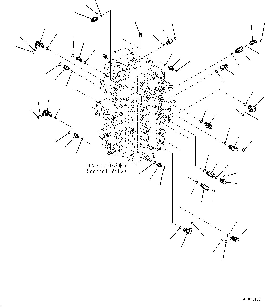 Komatsu parts book diagram for HB365-1 S/N 1001-UP: CONTROL VALVE, CONTROL VALVE RELATED PARTS (#1001-)