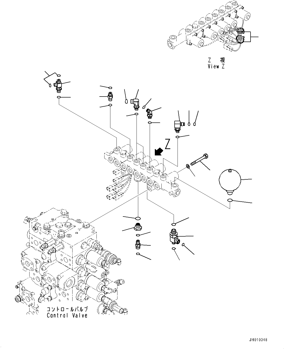 Komatsu parts book diagram for HB365-1 S/N 1001-UP: SOLENOID VALVE, MOUNTING AND PIPING (#1001-)