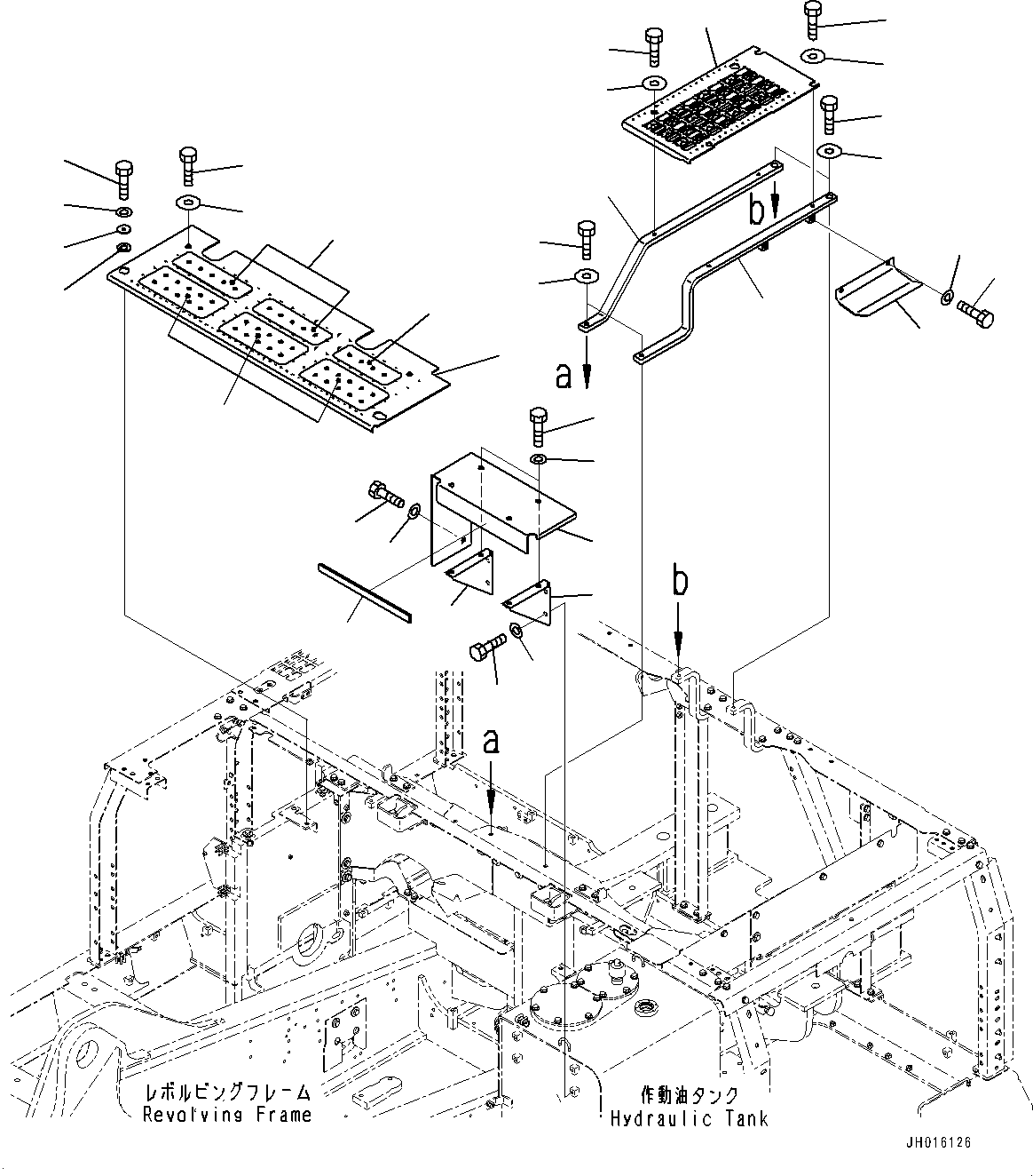 Komatsu parts book diagram for HB365-1 S/N 1001-UP: MACHINE CAB COVER, COVER (#1008-)