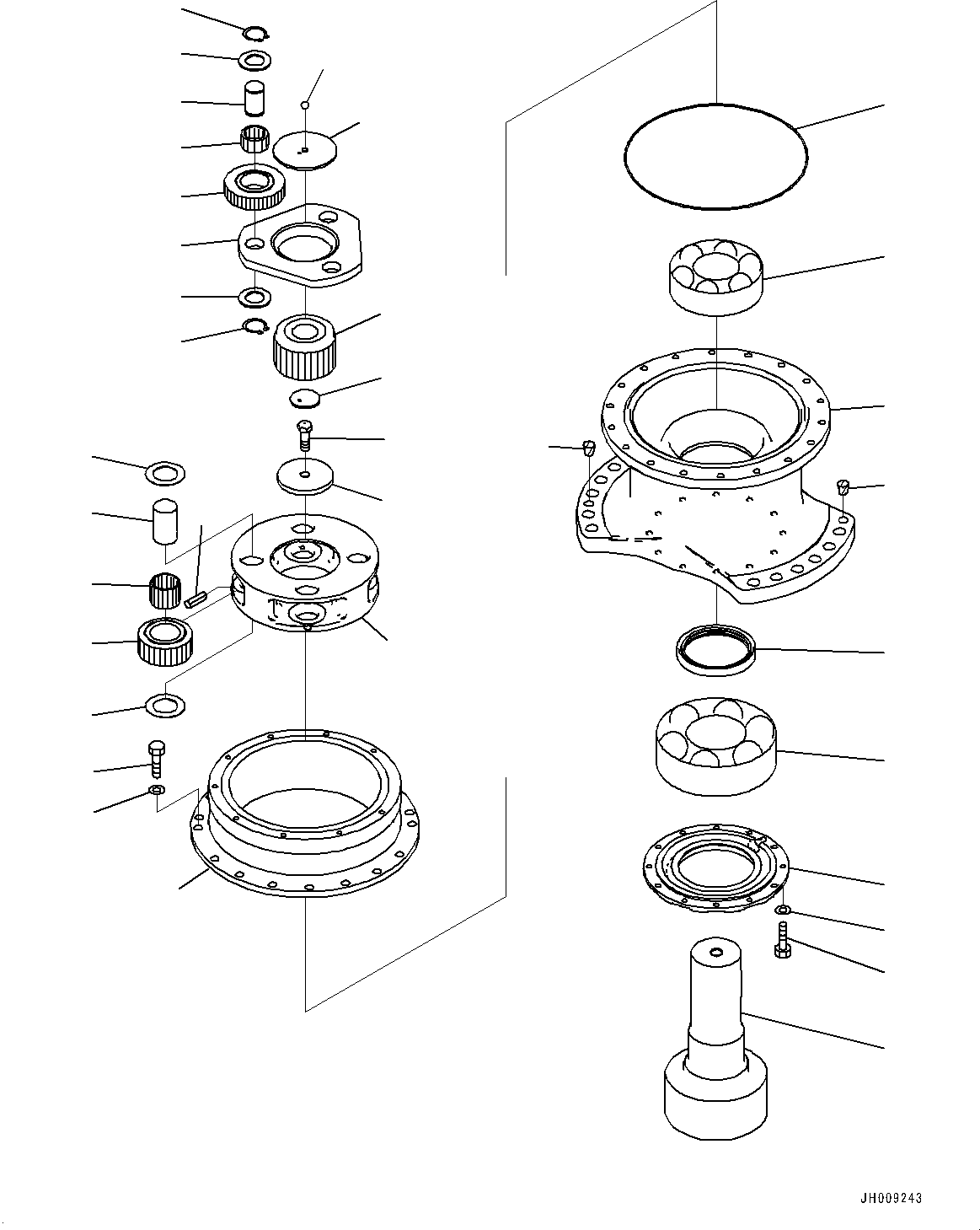 Komatsu parts book diagram for HB365-1 S/N 1001-UP: SWING MACHINERY AND MOTOR, SWING MACHINERY (1/2) (#1001-)