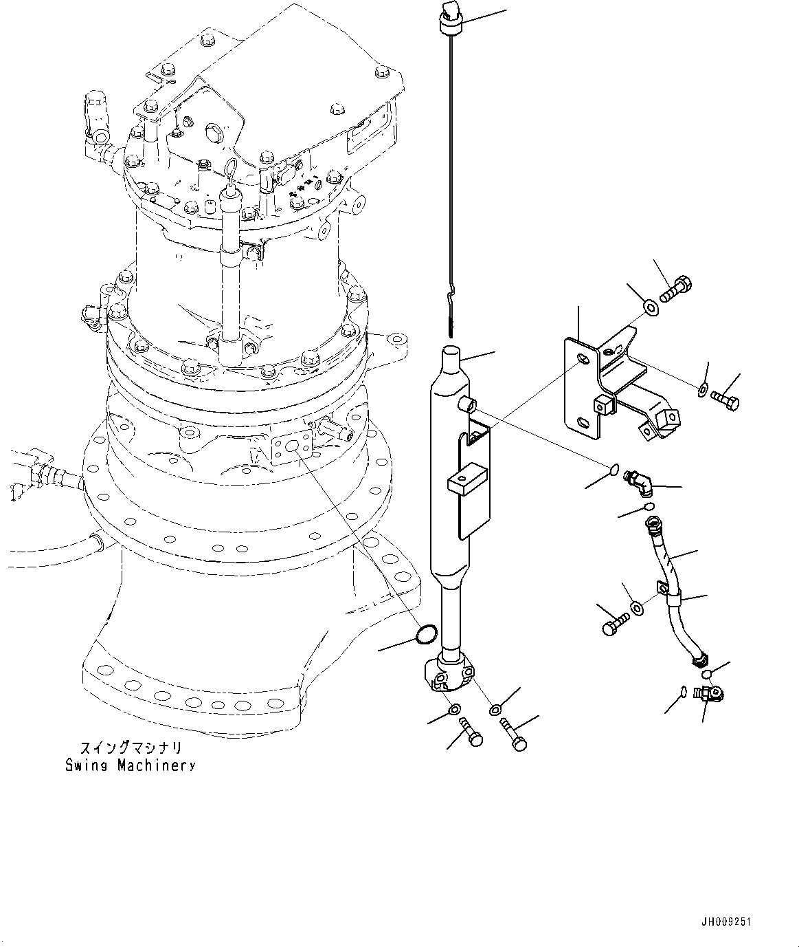 Komatsu parts book diagram for HB365-1 S/N 1001-UP: SWING MACHINERY AND MOTOR, GAUGE (#1001-)