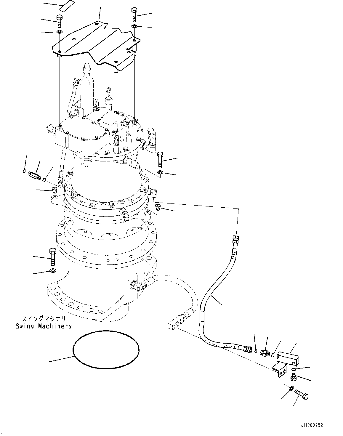 Komatsu parts book diagram for HB365-1 S/N 1001-UP: SWING MACHINERY AND MOTOR, DRAIN PIPING (2/2) (#1001-)