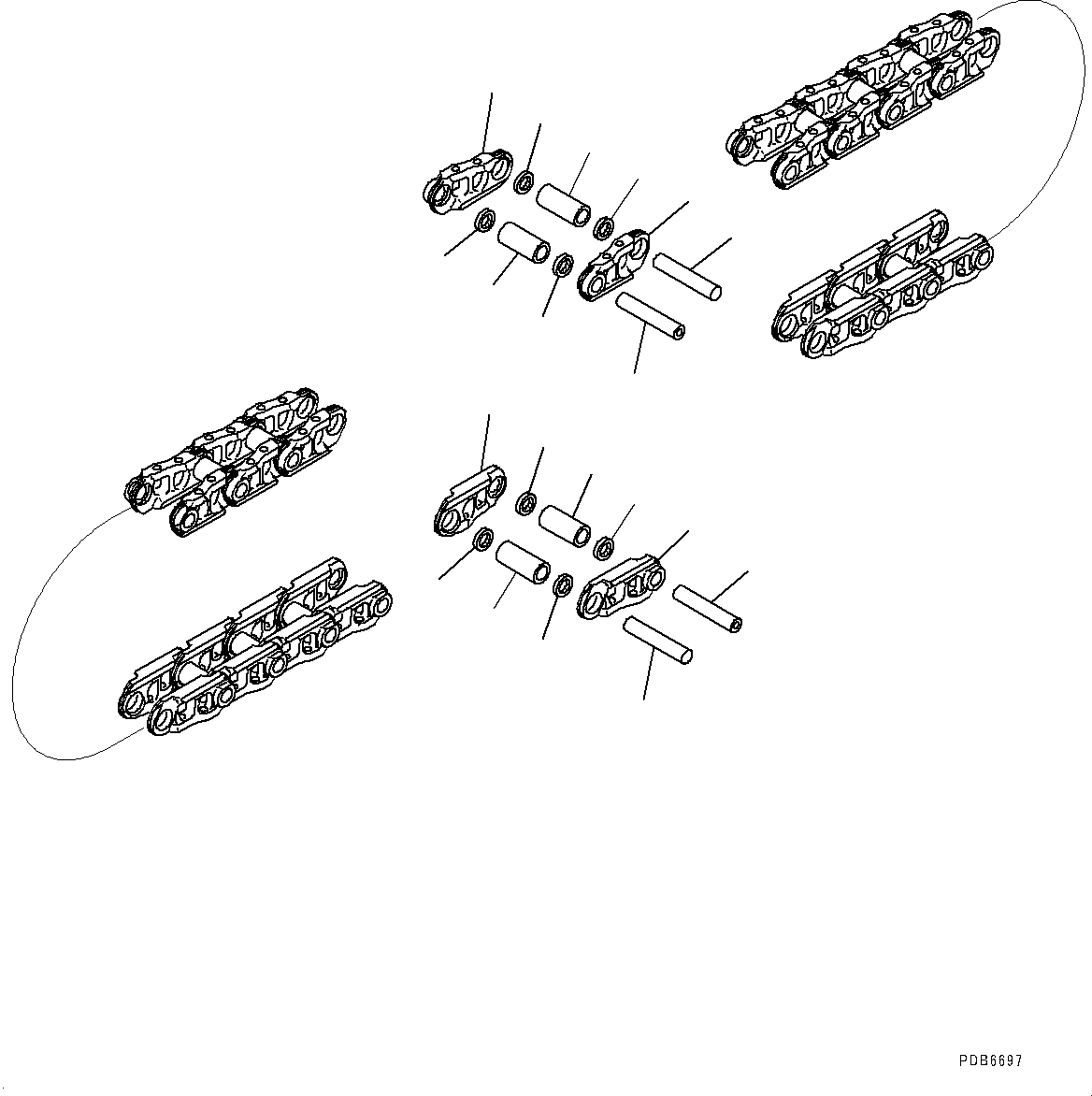 Komatsu parts book diagram for HB365-1 S/N 1001-UP: TRACK LINK ASSEMBLY (#1001-)