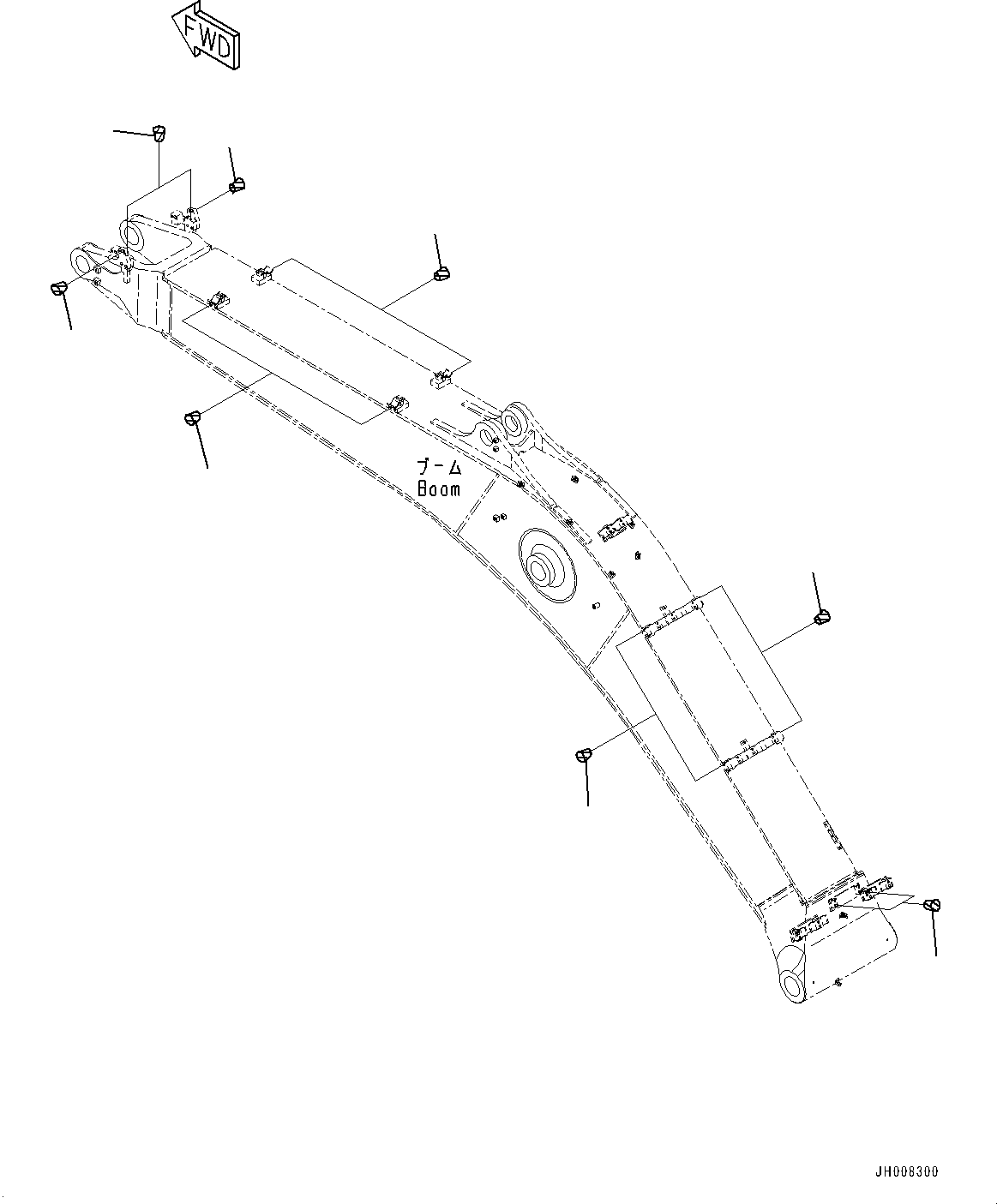 Komatsu parts book diagram for HB365-1 S/N 1001-UP: BOOM, ATTACHMENT PLUG (#1008-)