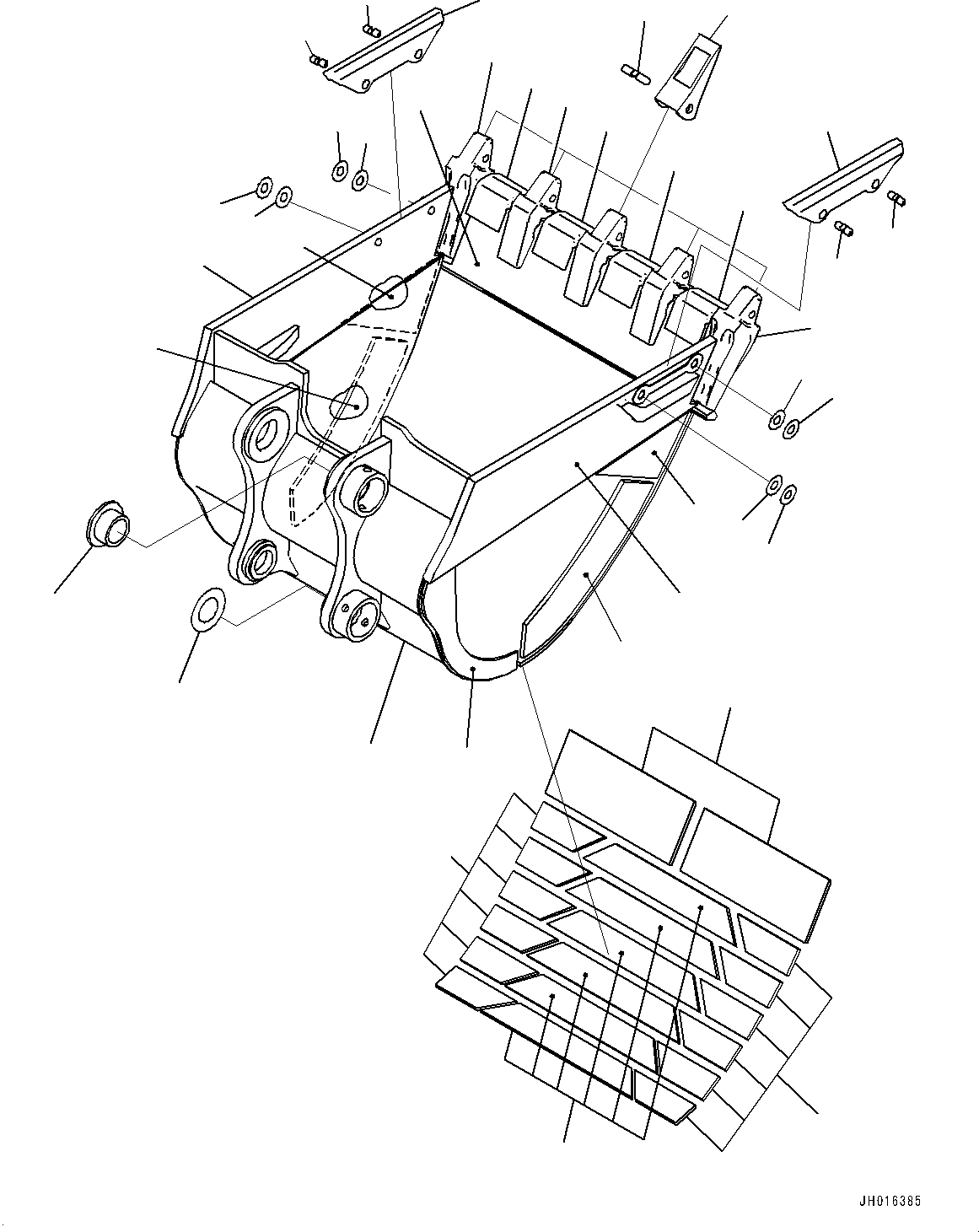 Komatsu parts book diagram for HB365-1 S/N 1001-UP: ME BUCKET (#1001-)