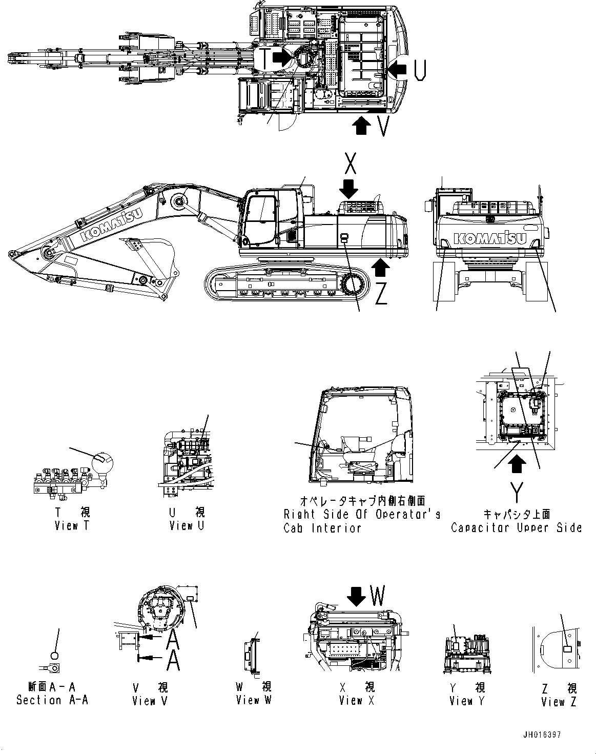 Komatsu parts book diagram for HB365-1 S/N 1001-UP: MARKS AND PLATES, (2/2) (#1001-1030)