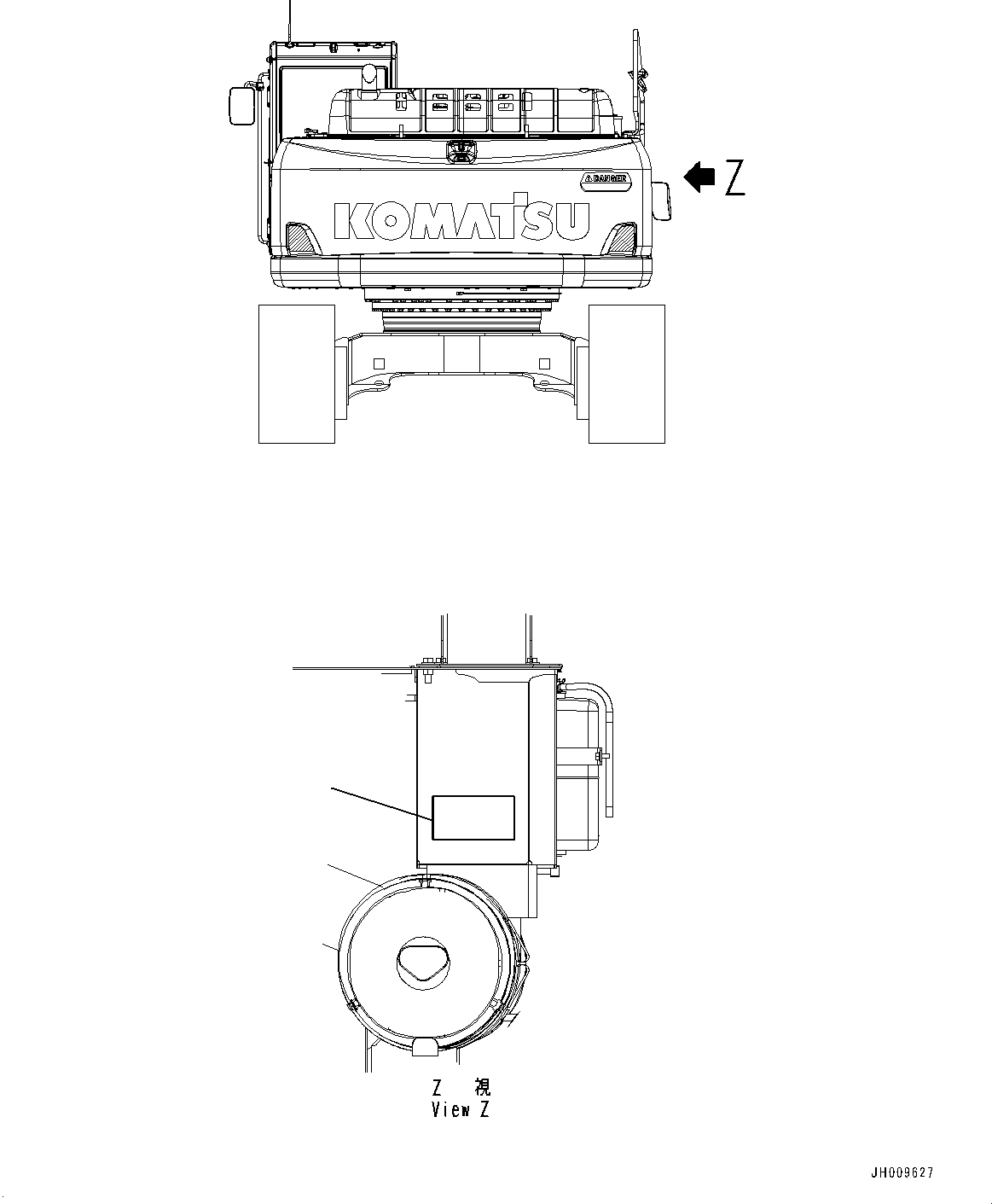 Komatsu parts book diagram for HB365-1 S/N 1001-UP: PLATES, AIR CLEANER (#1001-)