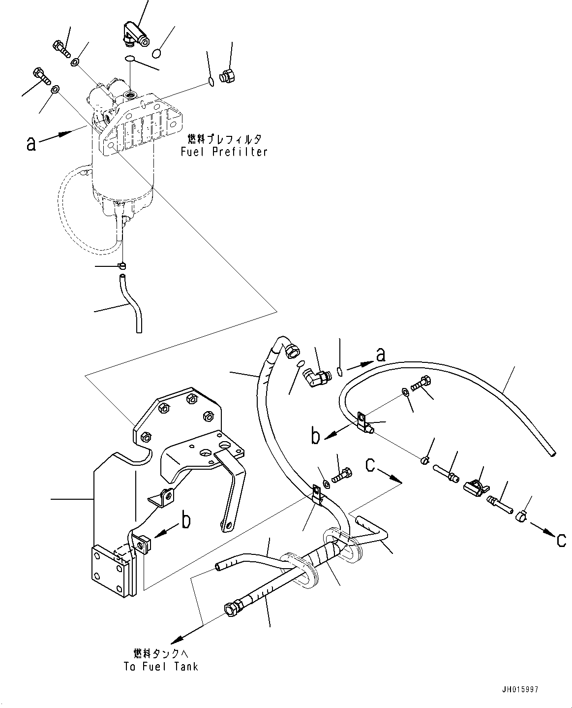 Excavators Komatsu / HB365LC-1 S/N 1001-UP(0000784c) / Fuel Supply Piping, Bracket (#1001-)(D004002 : D0200-002002)