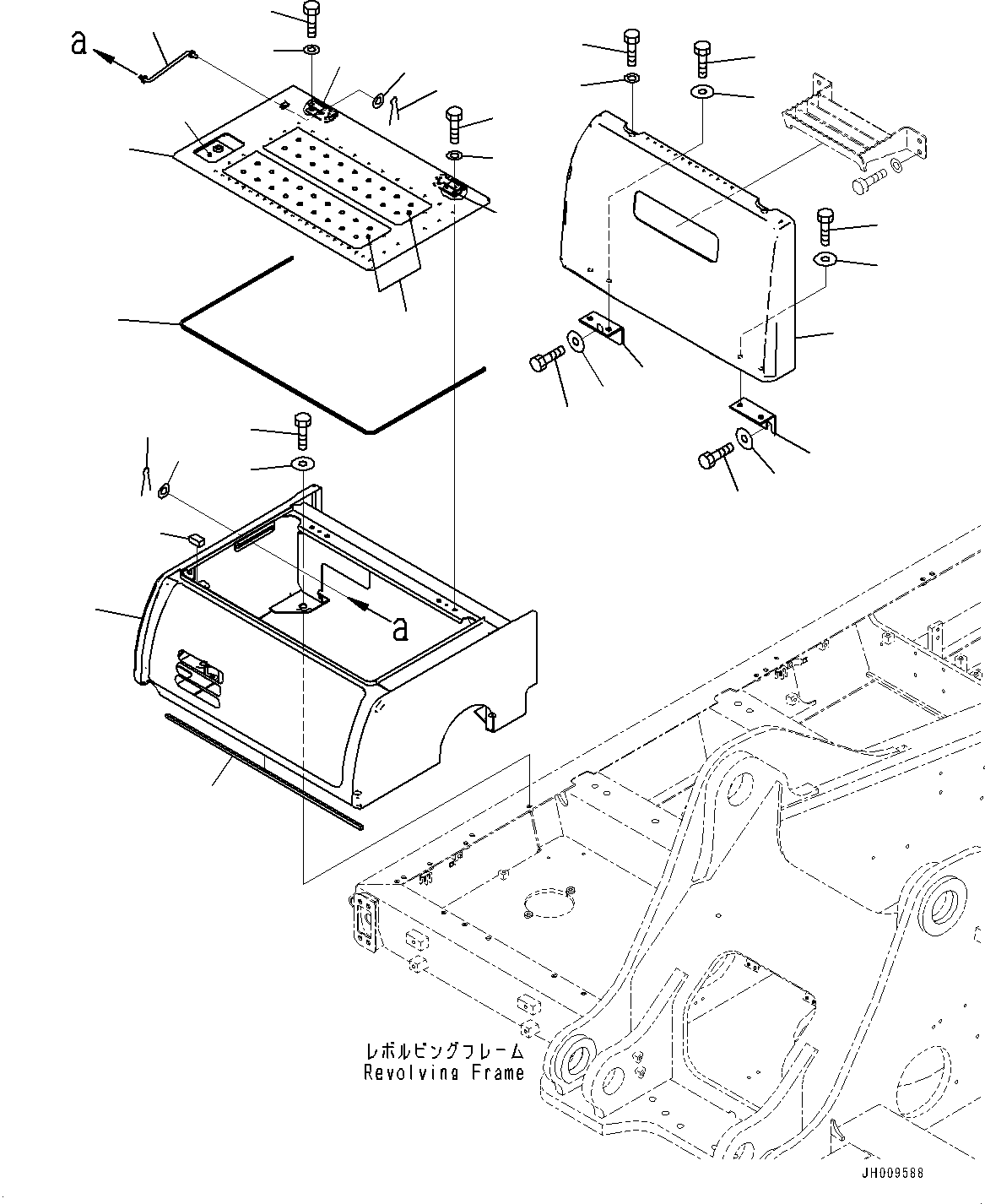 Excavators Komatsu / HB365LC-1 S/N 1001-UP(0000784c) / Battery Case, Cover (#1001-)(M012001 : M1220-001001)
