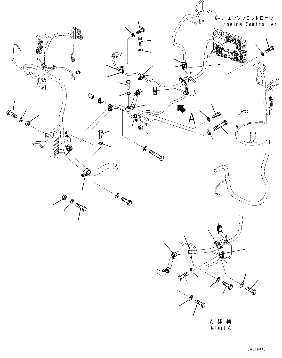 Komatsu parts book diagram for PC88MR-10 S/N 7001-UP: ELECTRIC WIRING HARNESS, WIRING HARNESS CLAMP, REVOLVING FRAME (1/2) (#7001-)