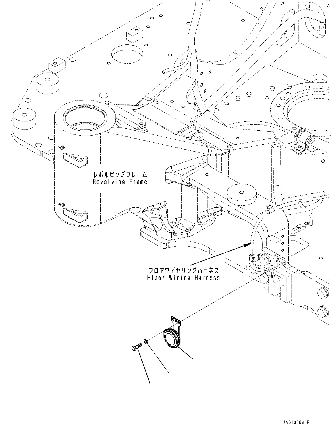 Komatsu parts book diagram for PC88MR-10 S/N 7001-UP: ELECTRIC WIRING HARNESS, HORN (#7001-)