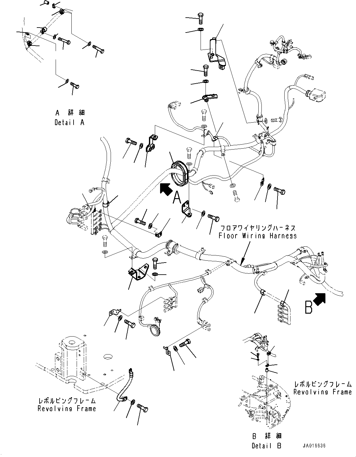 Komatsu parts book diagram for PC88MR-10 S/N 7001-UP: ELECTRIC WIRING HARNESS, WIRING HARNESS CLAMP, REVOLVING FRAME (2/2) (#7001-)