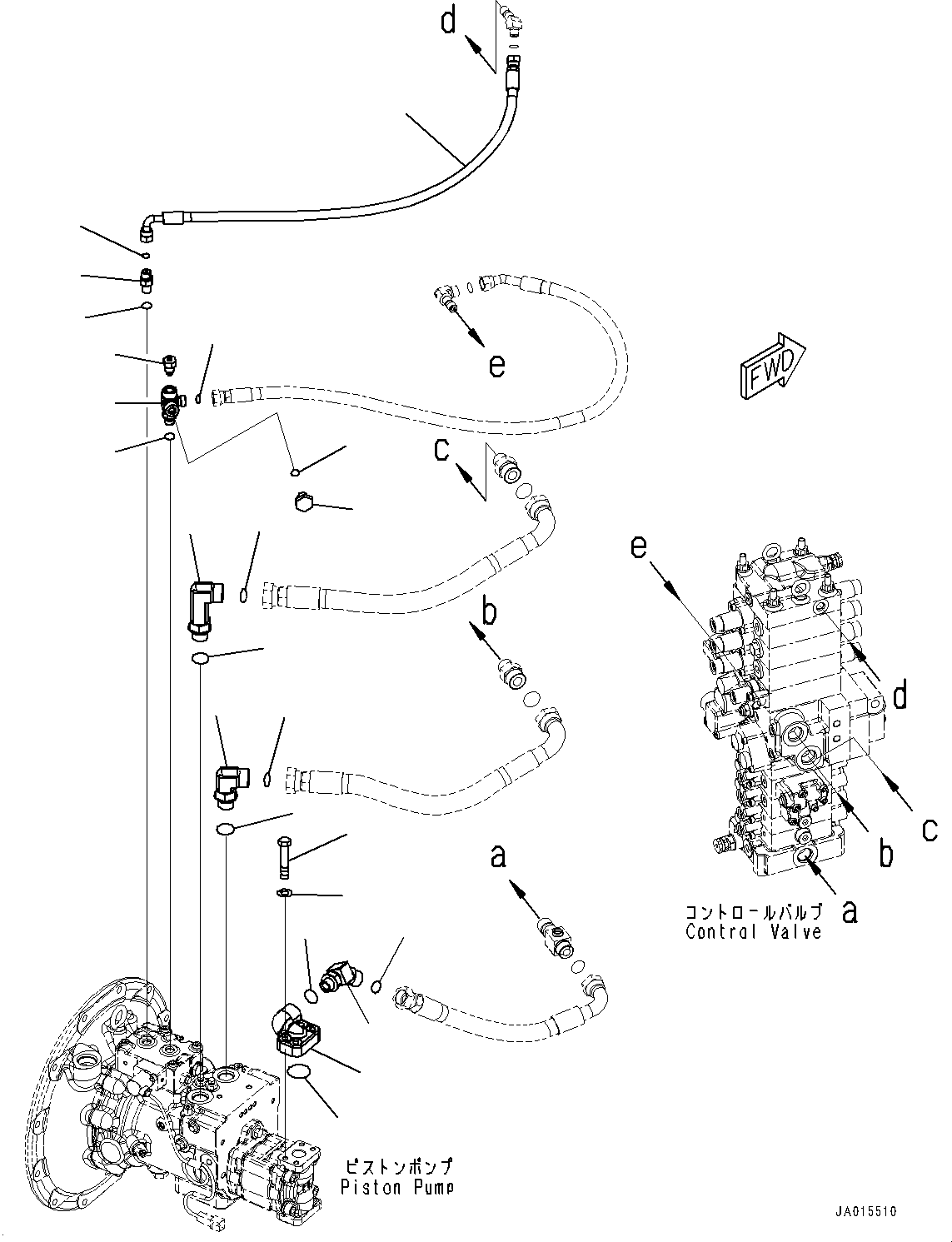 Komatsu parts book diagram for PC88MR-10 S/N 7001-UP: DELIVERY PIPING, PISTON PUMP PIPING (#7001-)