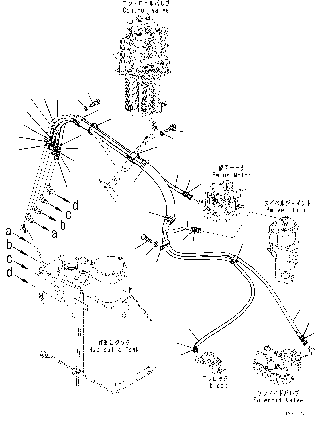 Komatsu parts book diagram for PC88MR-10 S/N 7001-UP: DRAIN PIPING, PIPING (#7001-)