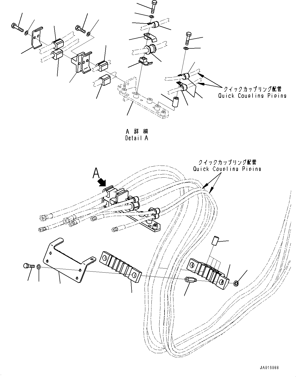 Komatsu parts book diagram for PC88MR-10 S/N 7001-UP: DRAIN PIPING, PIPING MOUNTING (#7001-)