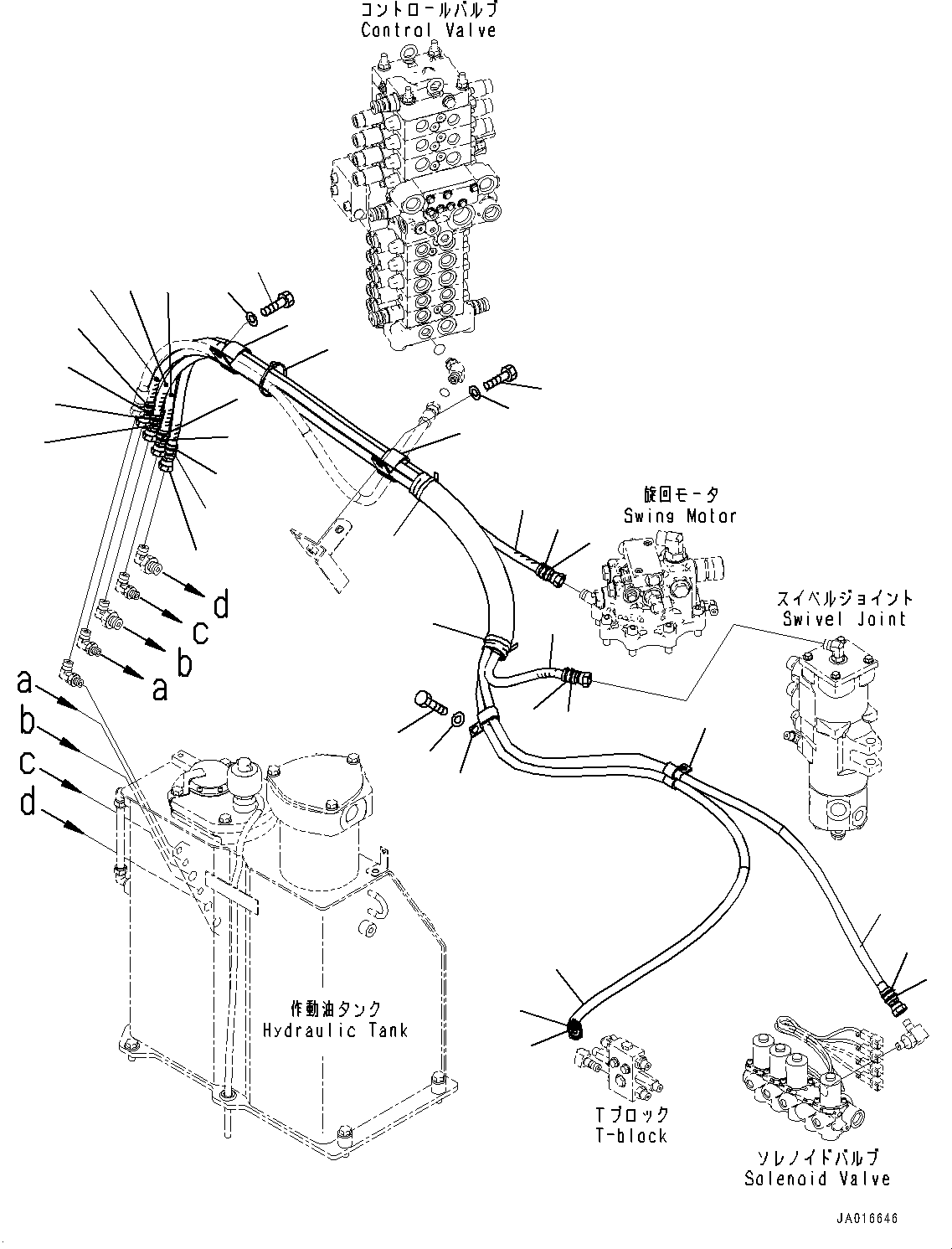 Komatsu parts book diagram for PC88MR-10 S/N 7001-UP: DRAIN PIPING, PIPING (#7001-)