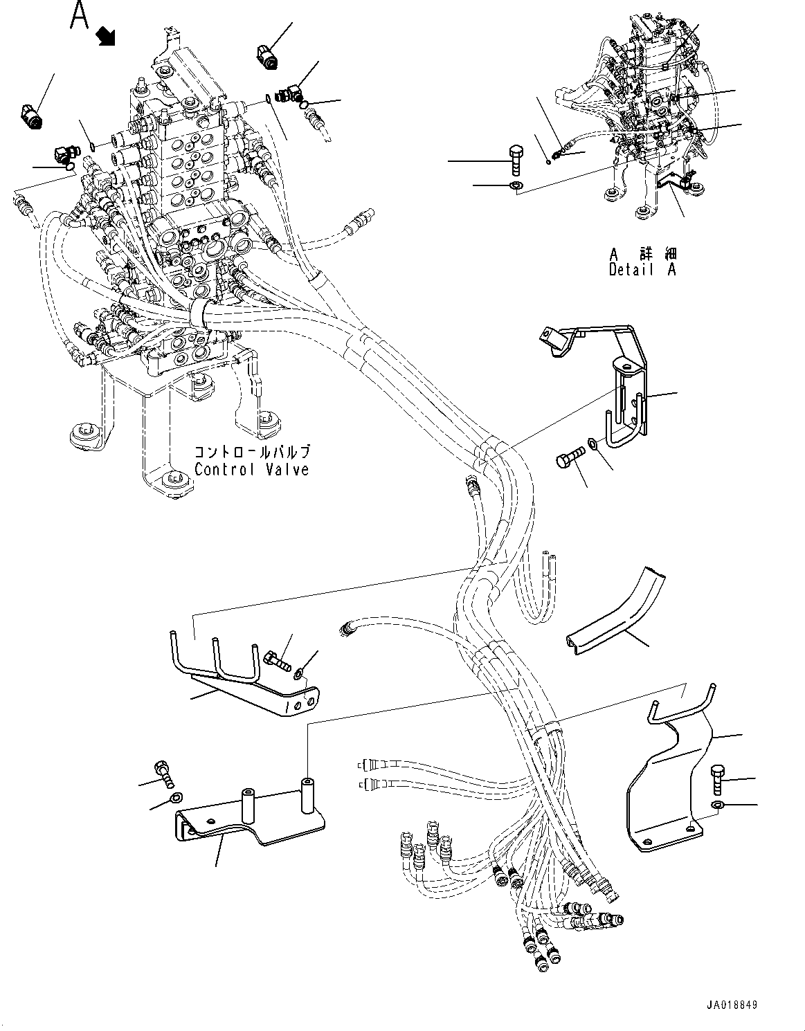 Komatsu parts book diagram for PC88MR-10 S/N 7001-UP: PROPORTIONAL PRESSURE CONTROL (PPC) VALVE PIPING, MOUNTING (1/4) (#7001-)