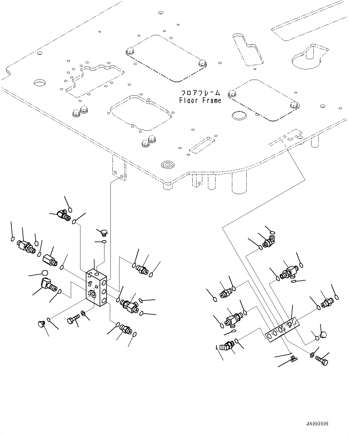 Komatsu parts book diagram for PC88MR-10 S/N 7001-UP: FLOOR FRAME, P-BLOCK AND T-BLOCK (#7001-)