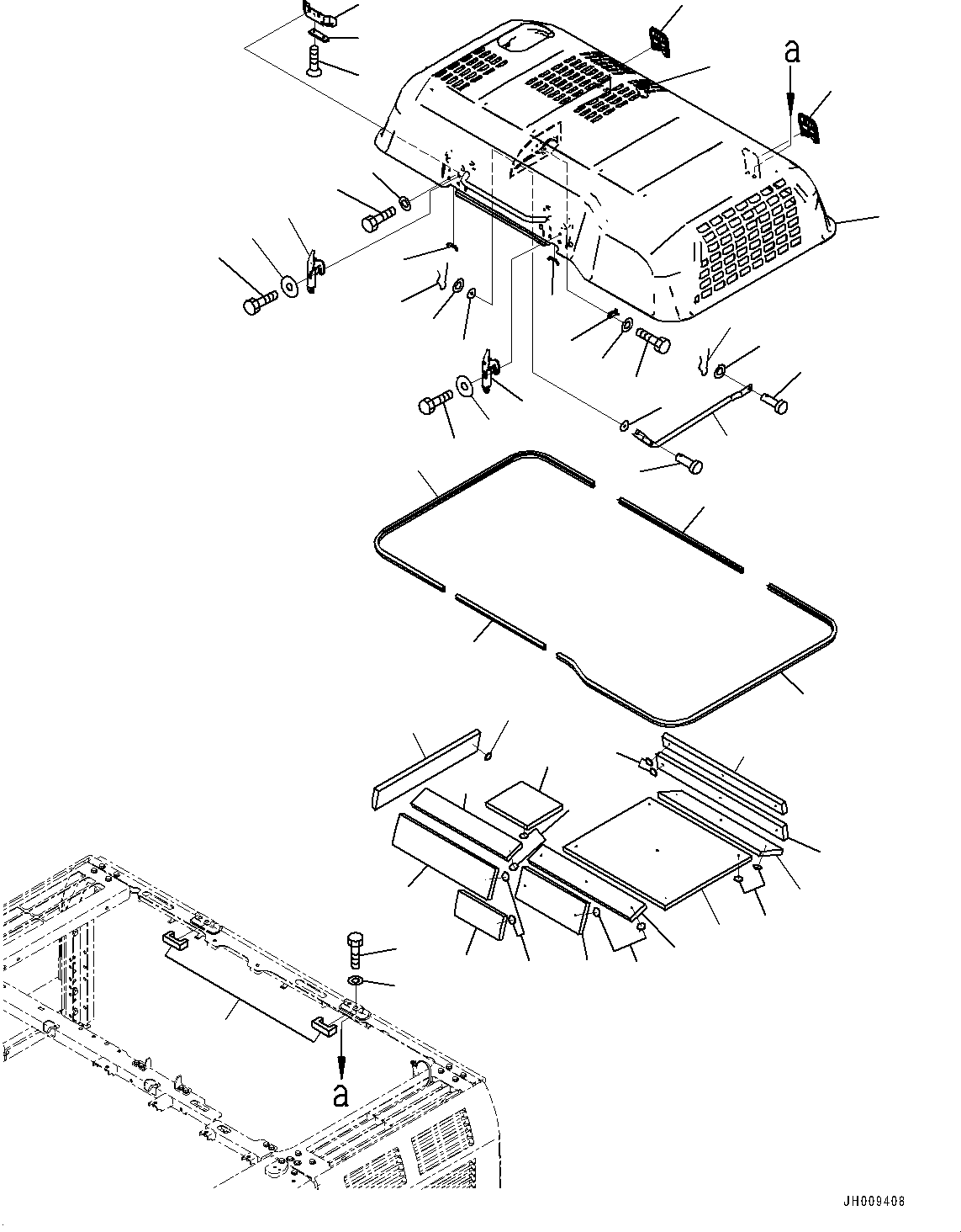 Excavators Komatsu / HB215LC-2 S/N 50001-UP(0000791c) / Hood, (1/2) (#50001-)(M002001 : M1110-002001)