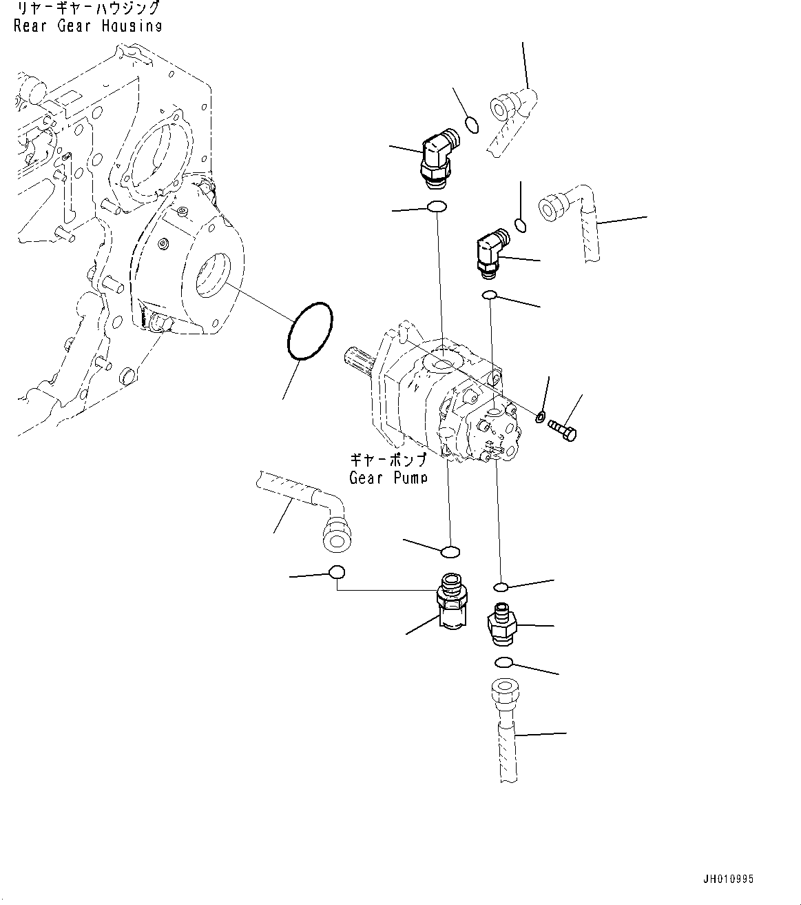 Komatsu parts book diagram for HB215LC-2 S/N 50001-UP: ENGINE RELATED PARTS, GEAR PUMP RELATED PARTS